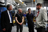 From left, Mike MacKenzie MSP, Patrick Harvie MSP, student Dougie McFarlane and Murdo Fraser MSP are pictured in Adam Smith College's welding workshop.  